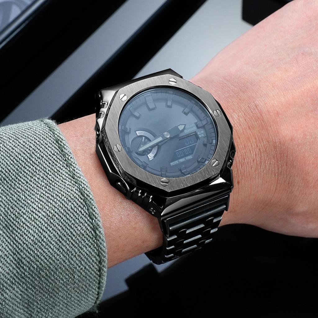 GA2100 Mod-Kit Edelstahl Lünette Armband Für Casio G-SHOCK GA2100/2110 GAB2100 Modifiziertes Metallgehäuse Armband Set Uhr Zubehör