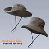 Fishing Hat Adjustable Drawstring Wide Brim Sun Protection Hat Breathable Quick-Drying