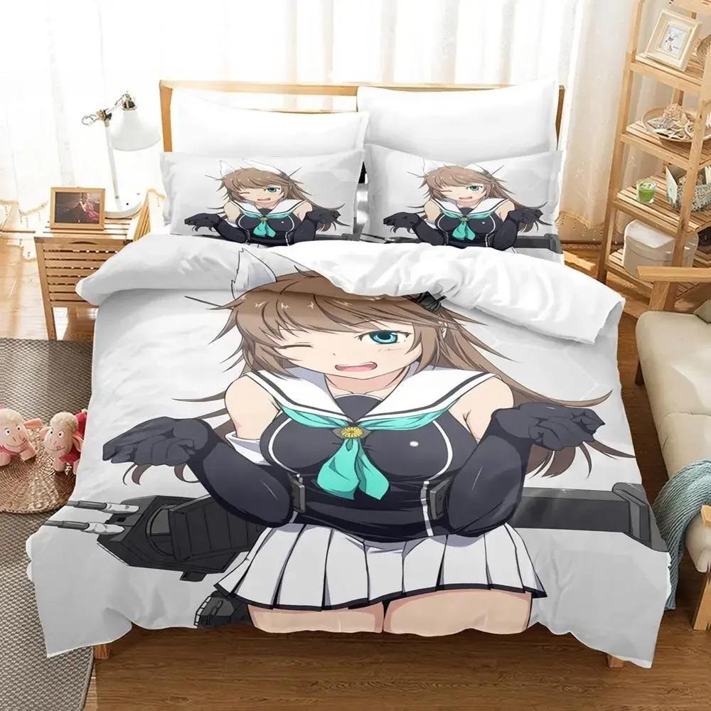Lightweight Trendy Single Twin Full Queen King 3D Print Anime Azur Lane Size Bed Adult Kid Bedroom Sets Quilt