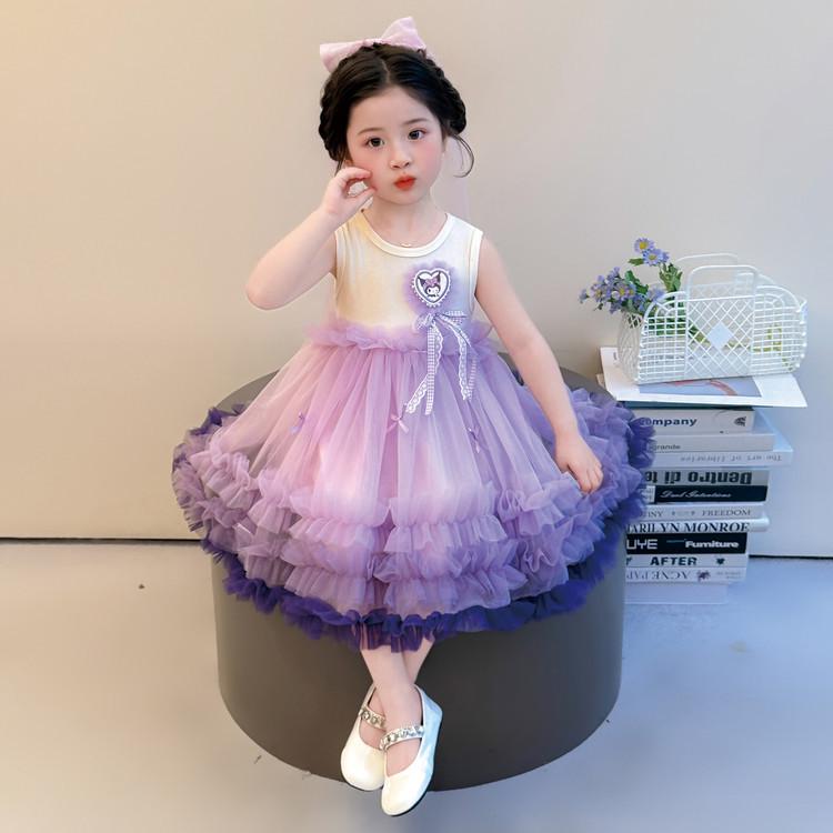 Kuromi Heart Mesh Princess Dress for Baby Girls 140 cm