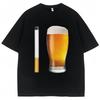 Lustiges Gesicht T-Shirt humoristischer Zigaretten- und Bierdruck T-Shirt Damenmode locker Kurzarm Streetstyle