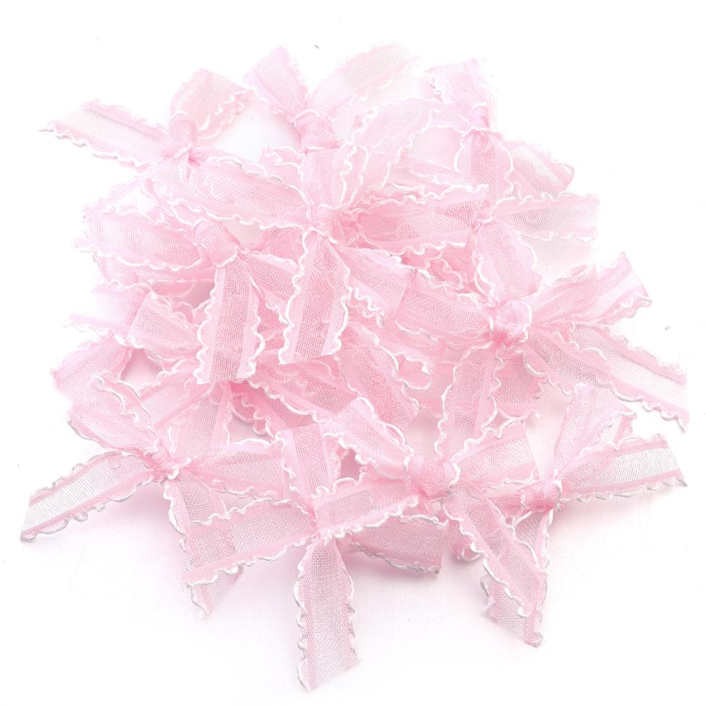 20pcs/lot 3.5x4cm Gauze Bows Colorful Small Size Satin Ribbon Bowknot Flower for Craft Handwork DIY Party Decoration Supplies