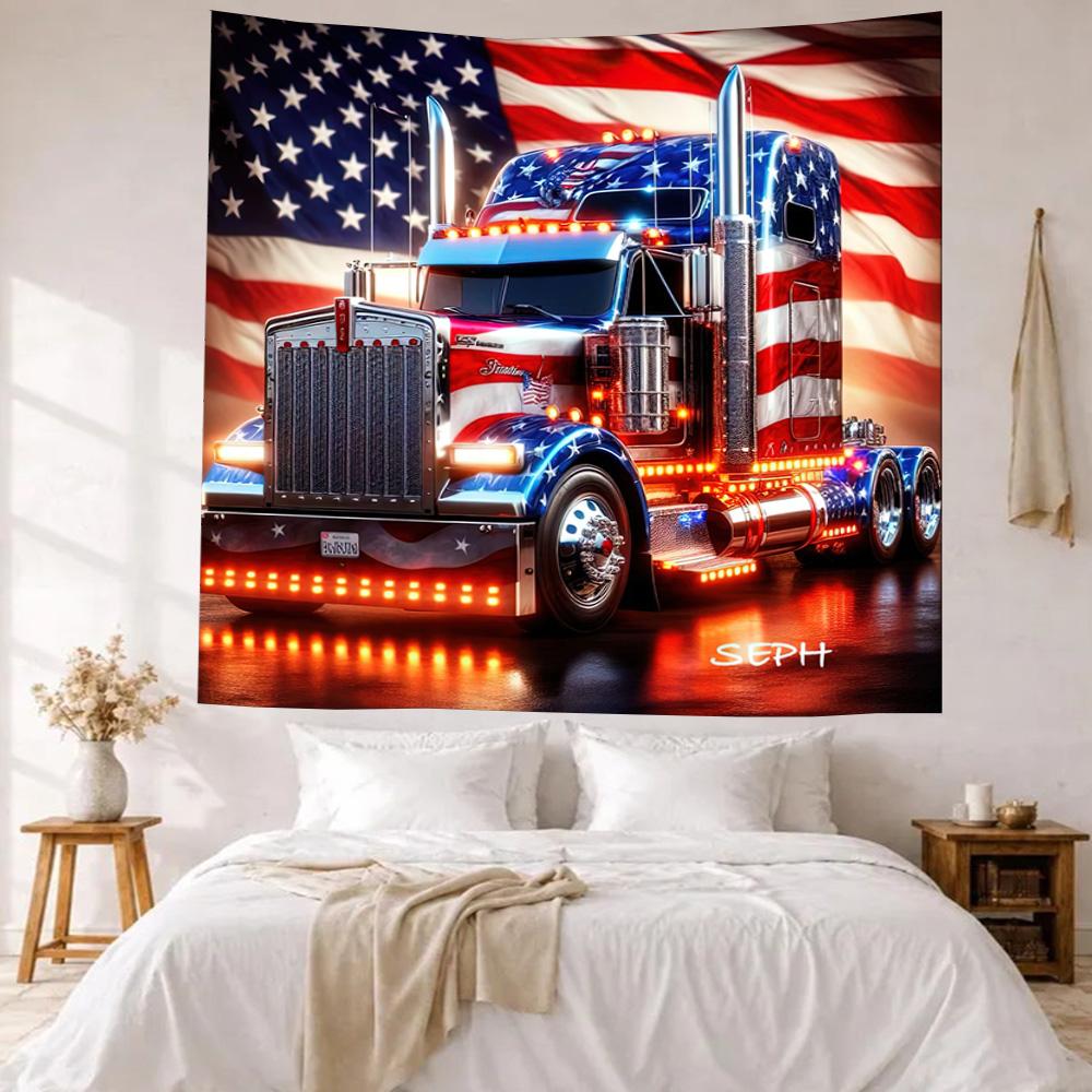 Kw Heavy Trucks Wall Decor Tapestry Art For Pet Memorial Birthdaywedding Party Backdrop Family Gift