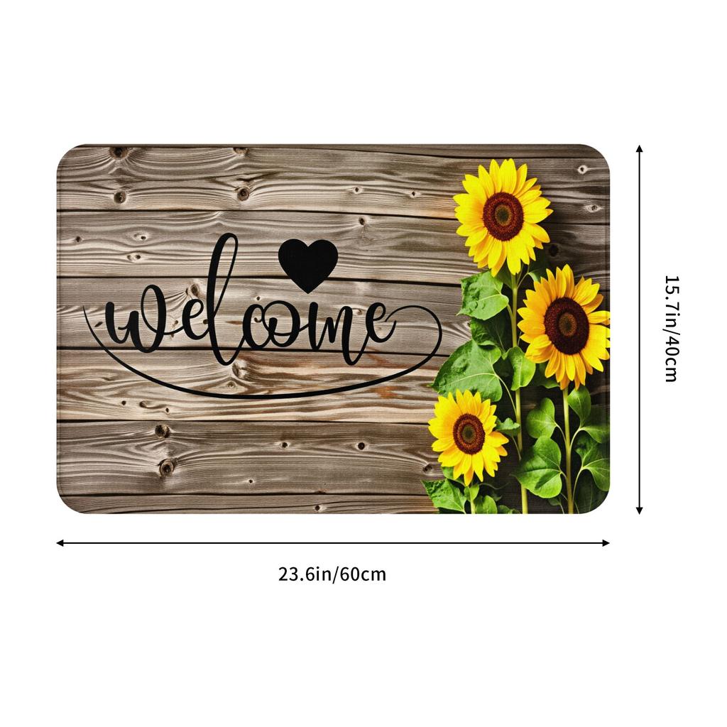 Vintage Wood Flowers Print Doormat Anti-Slip Bathroom Kitchen Mat Living Room Floor Door Entrance Carpet Rug