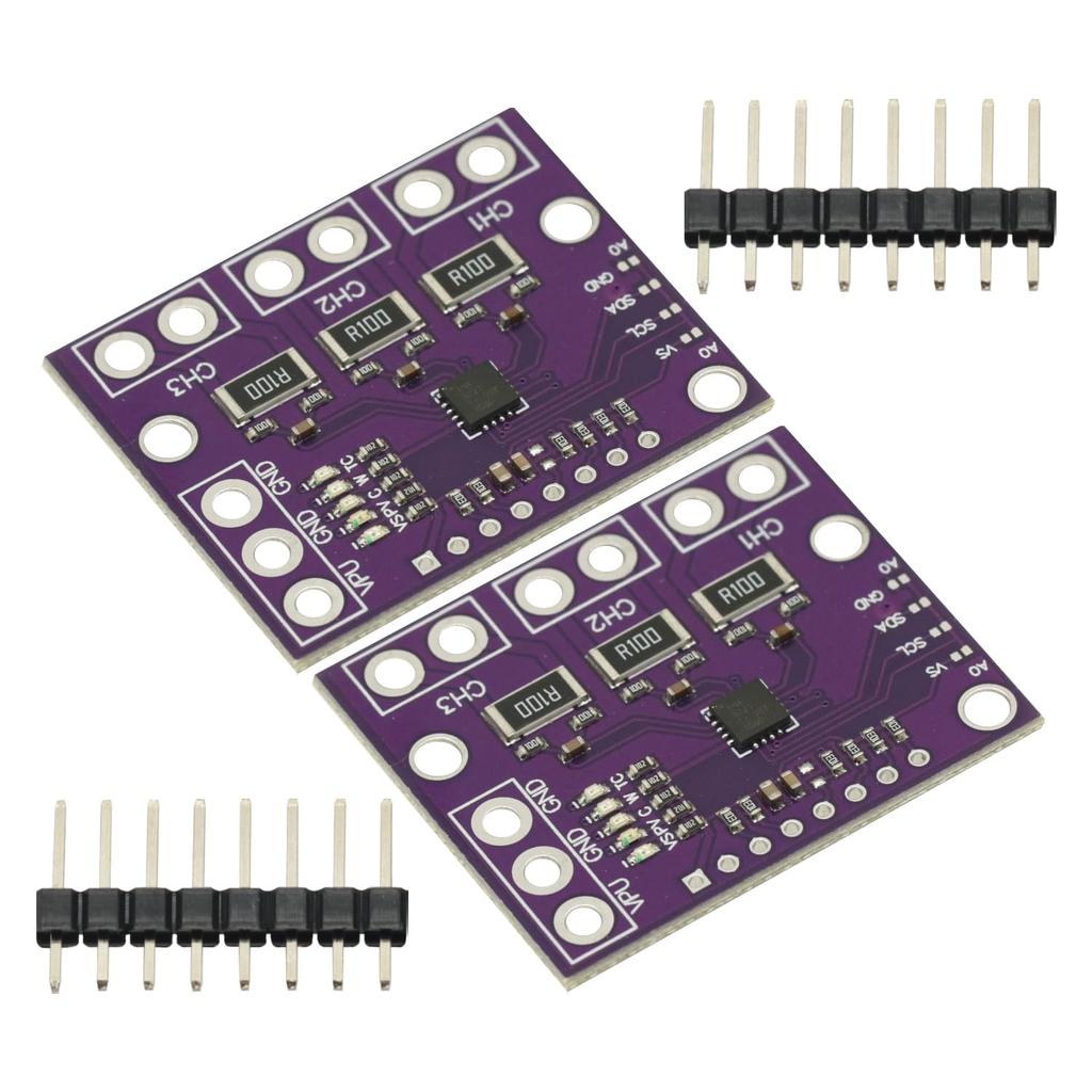 2Pcs I2C SMBUS INA3221 Triple-Channel Shunt Current Power Supply Voltage Monitor Sensor Board Module Replace INA219 with Pins