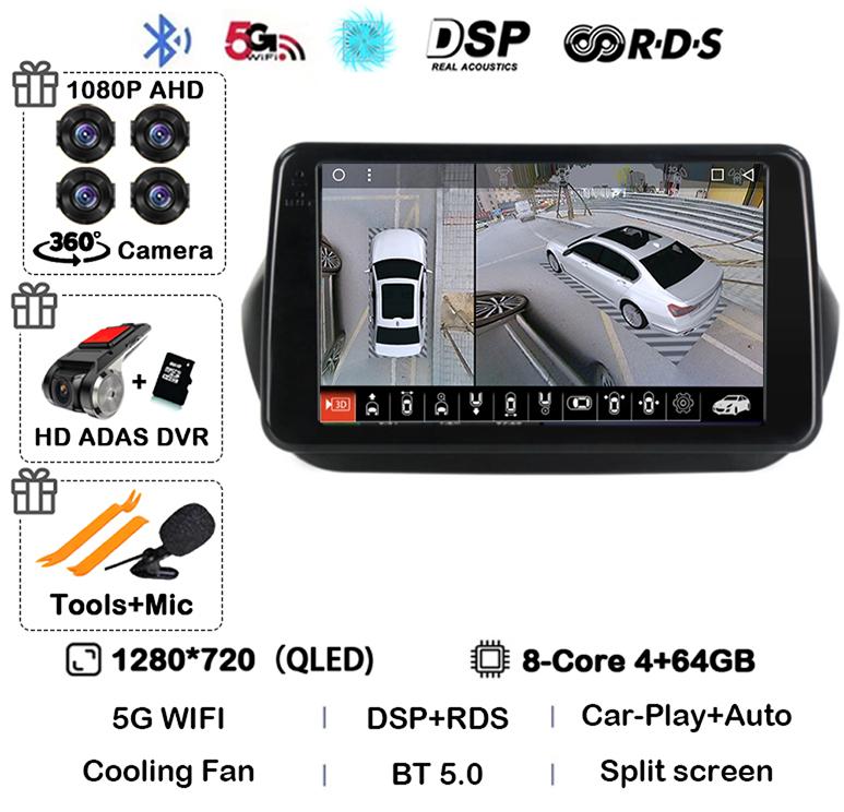 Android 14 Carplay Car Radio For Fiat Fiorino Qubo For Citroen Nemo For Peugeot Bipper 2008-2017 Multimedia Video Player Stereo