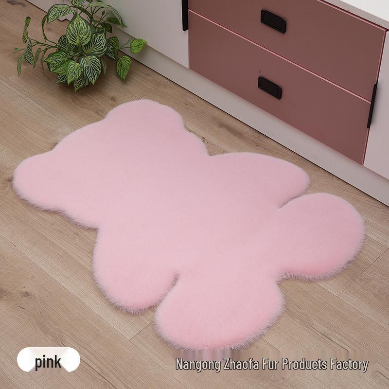 Inspired Faux Rabbit Fur Bear Rug - Plush Decorative Rug for Bedroom or Kids’ Room