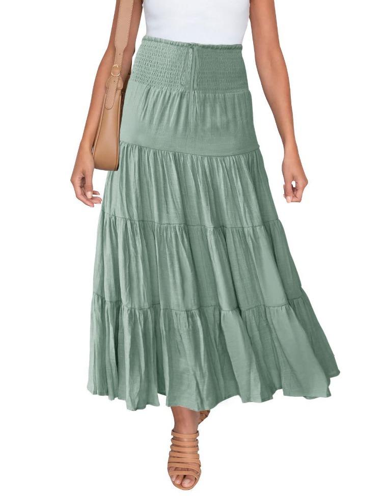 2026 Summer Fashion Women Bohemian High Waist Elastic A-Line Skirt