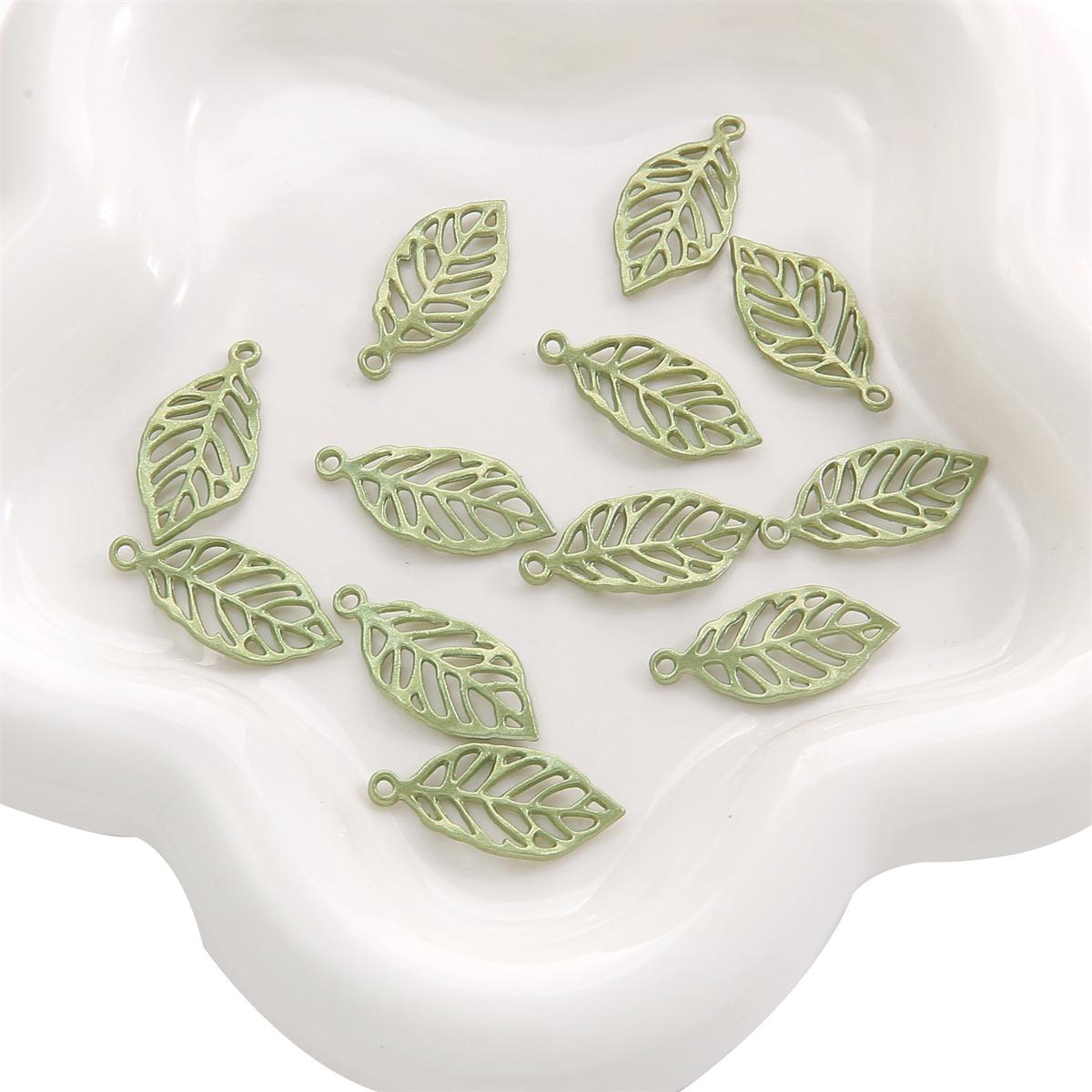 

1-2 шт./пакет из сплава с зелеными листьями, подвеска, браслет, ожерелье, серьги, ювелирные аксессуары 13x27mm 2pcs/bag