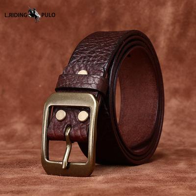 Cinturón de Cuero Vacuno Repujado Retro para Hombre Cuero Genuino Moderno Versátil Casual Cinturón para Jeans