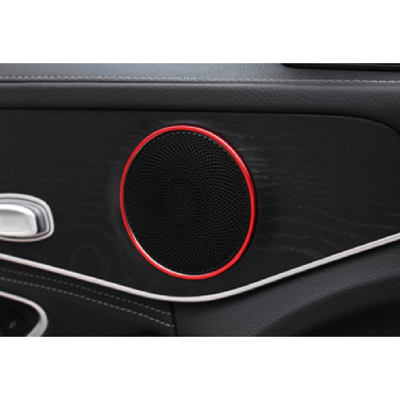 For Mercedes-Benz GLC 2016- Aluminum Red Inner Door Horn Frame Cover Trim 4X