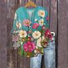 Damen Boho Patchwork Blumenbluse, Buntes Rüschenärmel Casual Top, Leichte Sommer Tunika