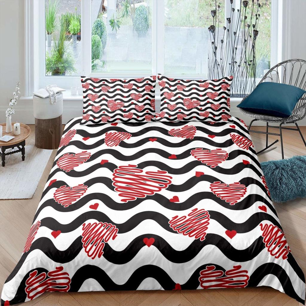 Valentine's Day Luxury Love Heart Duvet Cover - Romantic Theme for Couples, Queen Size, Ideal Women's Gift