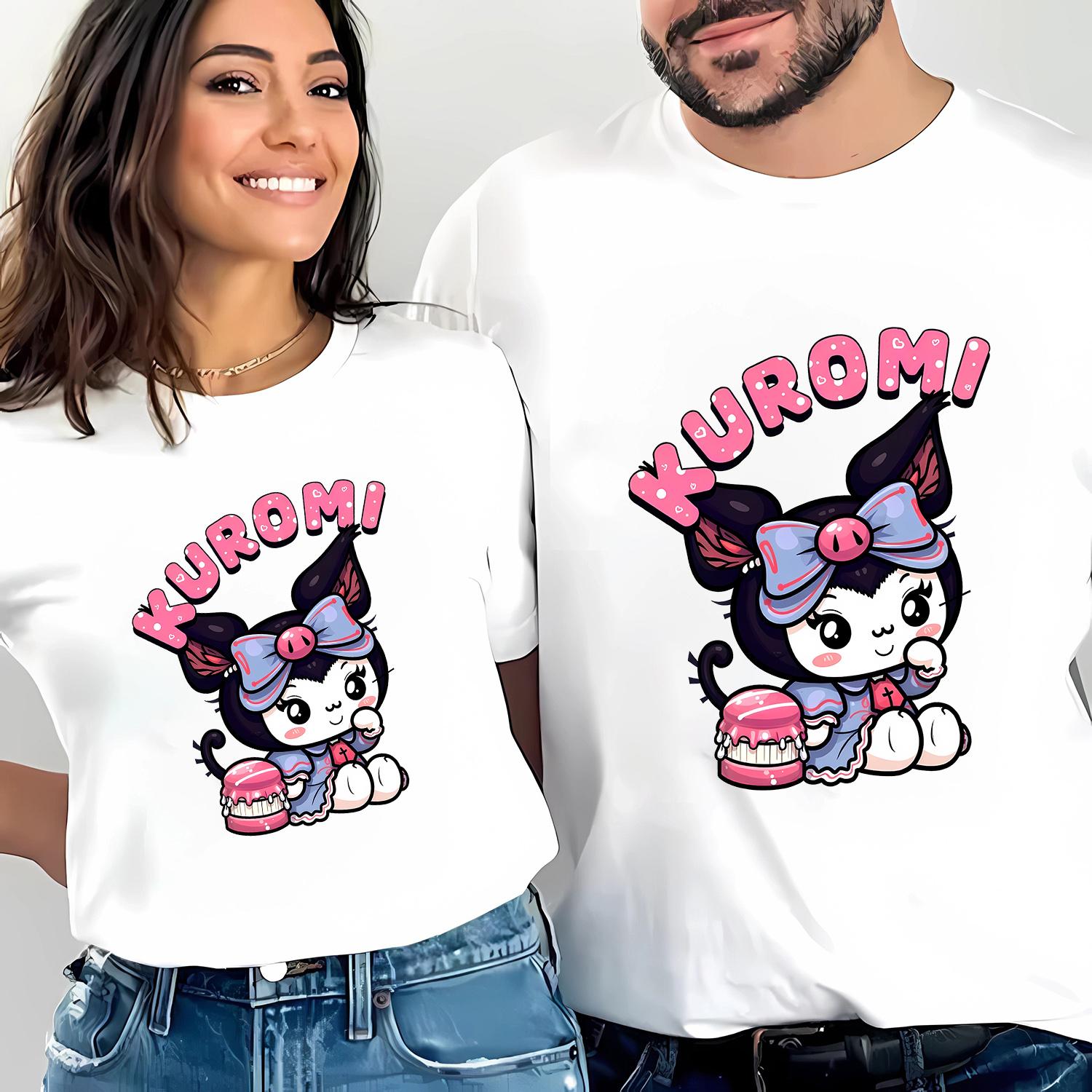 

D06-75 MINISO 2026 Summer High-quality Printed Pure Cotton Shoulder Style Men s and Women s Round Neck Short Sleeved Couple T-shirt S разноцветный