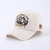 Cotton Baseball Cap With Embroidered Flags And Letters For Summer Sun Protection