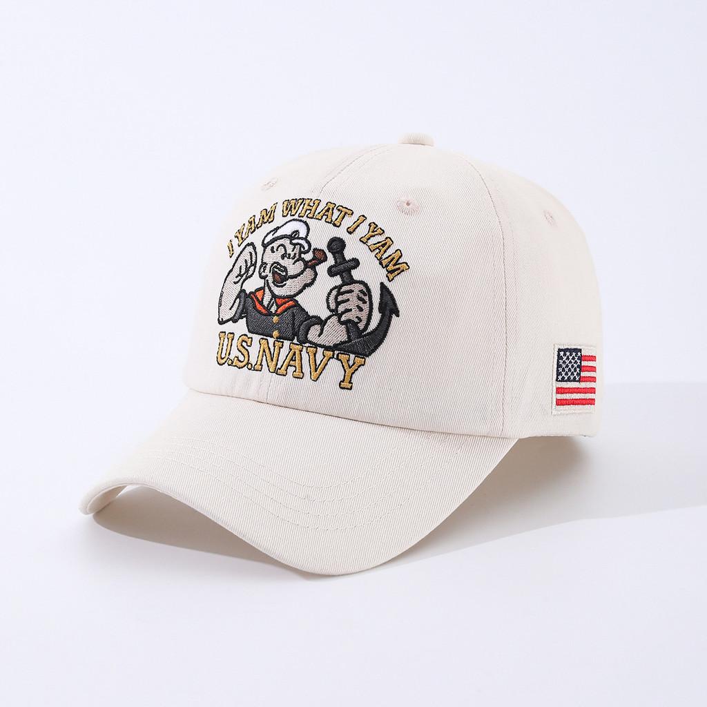 Cotton Baseball Cap With Embroidered Flags And Letters For Summer Sun Protection