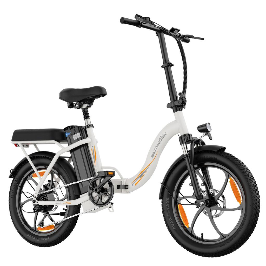 ZAZAWORK C16 City Folding Electric Bicycle 250W Motor 20 Inch Fat Tires 120Kg Load Outdoor Ride E-Bike With Tow Seat
