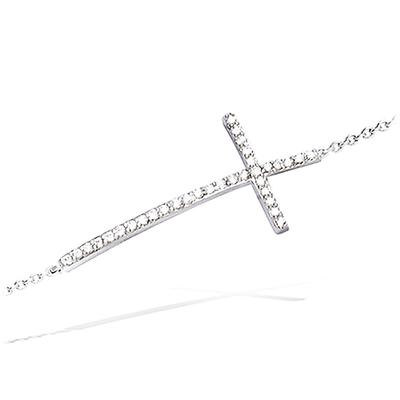 [K9505] - Silver White 'Cross' Bracelet (rhodium) - 32x15mm