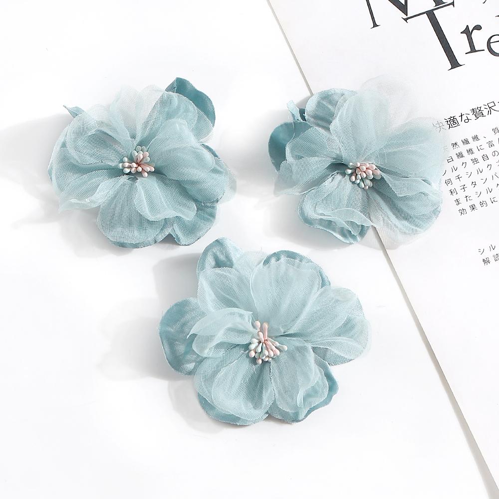 5Pcs Artificial Flowers Heads Chiffon Yarn Fake Flowers For Home Decor Marriage Wedding Decoration Craft Garland Gift Accessory