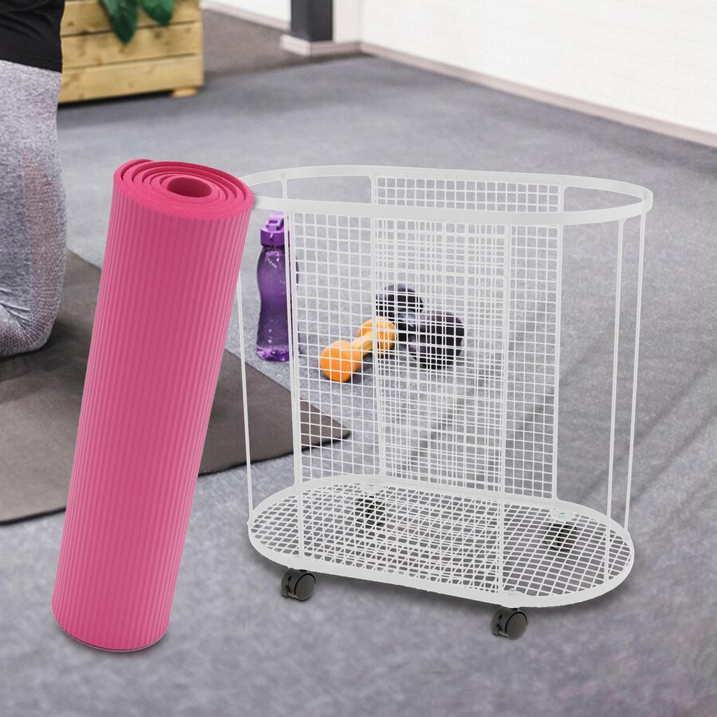 Yoga Mat Storage Rack Cart with Wheels Gym Equipment Storage Basket for Dumbbell Yoga Blocks Kettlebells Resistance Bands