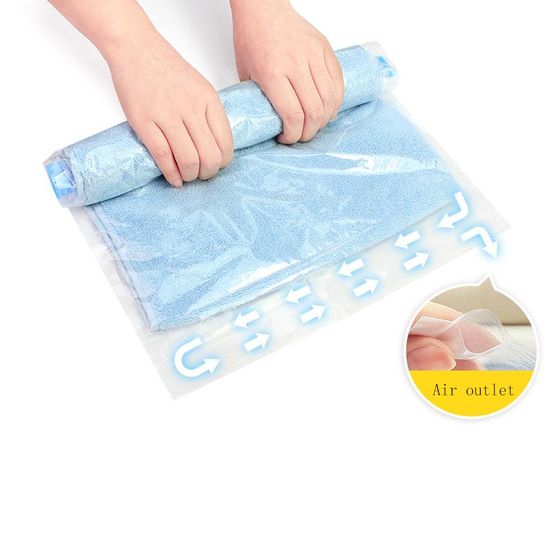 Clothes Compression Storage Bags Hand Rolling Clothing Plastic Vacuum Packing Sacks Travel Luggage Suitcase Space Saver Bags