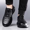 New Soft Soled Thick Bottom Business Shoes Mens Casual Leather Lightweight Sneakers Comfy Outdoor Antiskid Walking Shoes