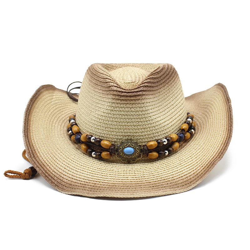 Spring And Summer Men And Women Travel Seaside Beach Sun Protection Sun Hat Spray Paint Denim Straw Hat