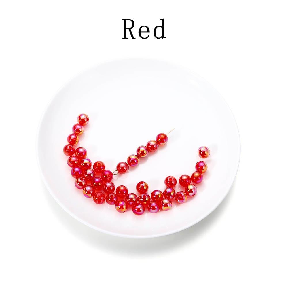 6/8/10mm Imitation ABS Pearl Beads Rainbow Color Round Loose Spacer Bead Scrapbook Decoration DIY Jewelry Making Accessories