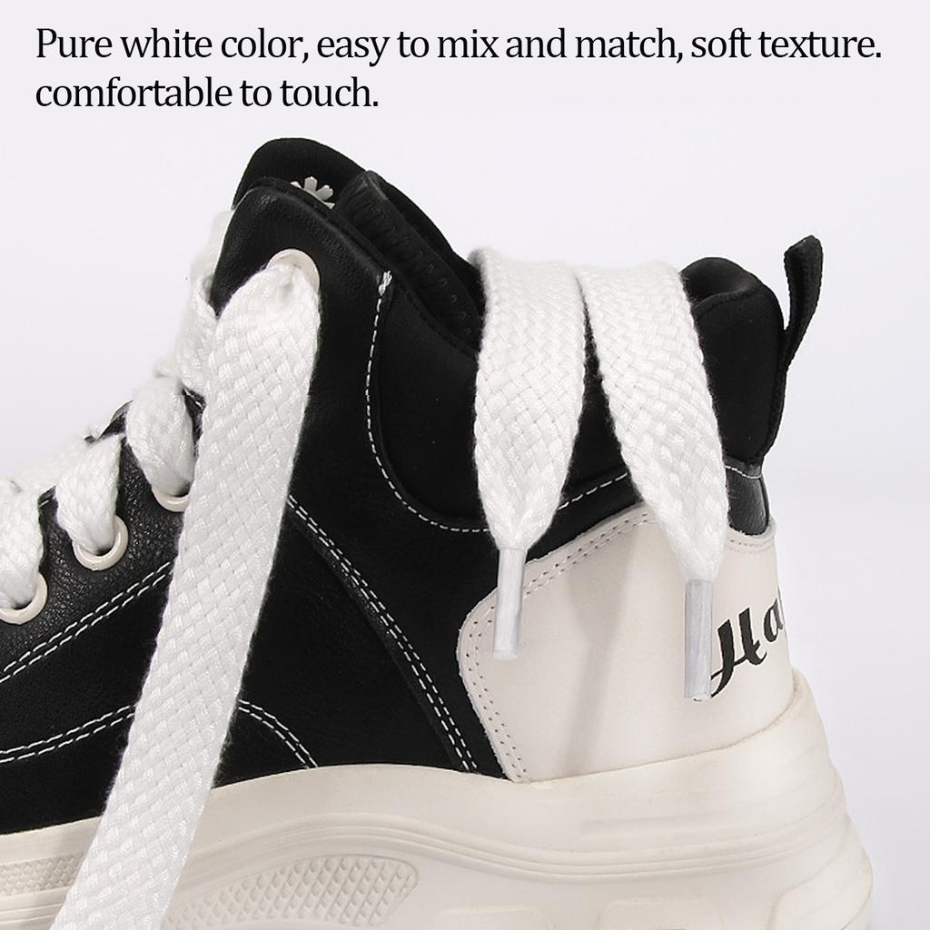 1/2 Pairs White Flat Braided Shoelaces, 15mm Wide Shoe Lace for Sneakers,  Replacements for Athletic Sport Shoelaces