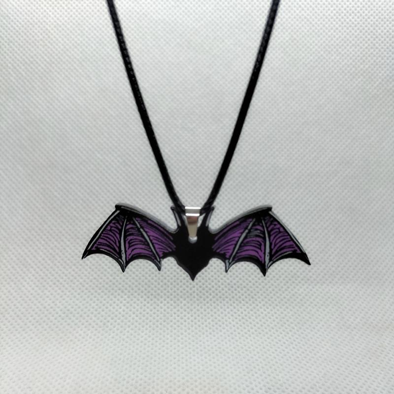 Acrylic Bat Pendant Necklaces for Women Girl Minimalist Rope Chain Choker Halloween Animal Necklace Jewelry Collier