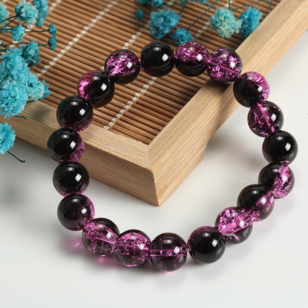 10mm Cracked Flower Glass Beaded Bracelets, Multi-Color Y2K Sweet Cool Style Bracelets for Women Fashion Jewelry Accessories