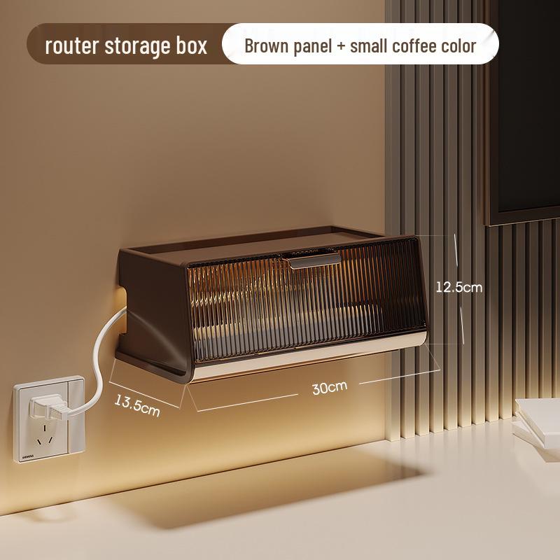 Wall-Mounted Multi-Functional Storage Box for WiFi Router, Power Strip, and Cable Management