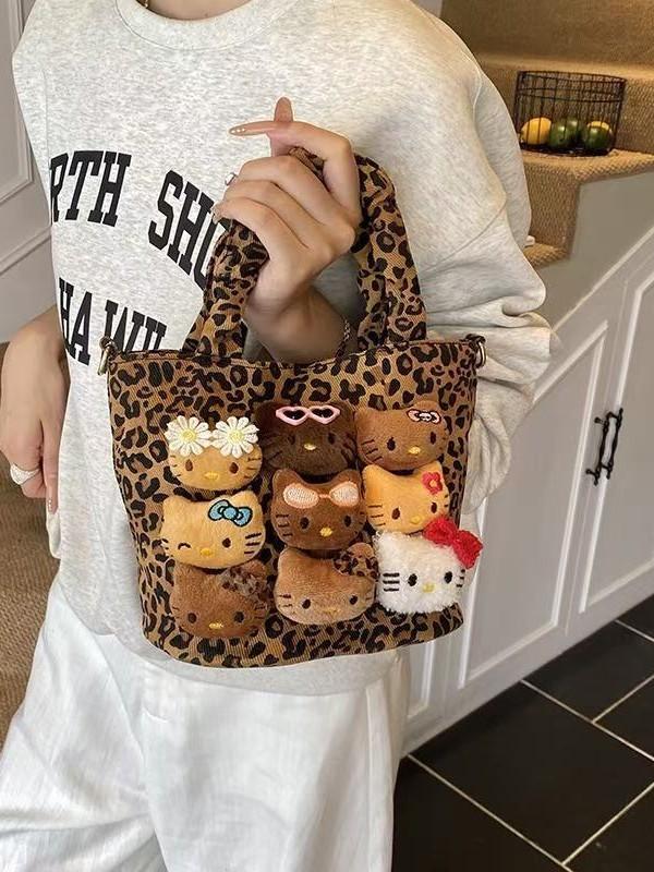 Hello Kitty Cartoon Pu Shoulder Bag For Daily Use With Storage And Spandex Strap
