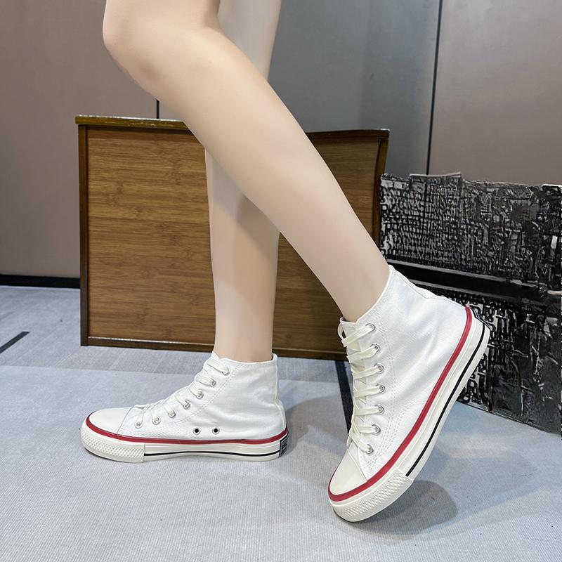 Women's Fashion 2025 Vulcanized Shoes Woman Sneakers New Rainbow Retro Canvas Shoes Flat Fashion Comfortable High Shoes Women