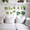 Tropical Plants Shelf Wall Sticker Green Potted Plant Wall Decals with Butterfly Flower for Living Room Bedroom Office