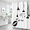 Tenda Doccia con Parole Artistiche Semplici Nordiche Stampa Bianca Minimalista Tenda per Vasca da Bagno Poliestere Impermeabile Decorazione Tenda da Bagno