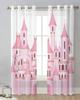 Pink Cartoon Castle White Sheer Curtains for Living Room Decoration Window Curtains for Kitchen Tulle Voile Organza Curtains