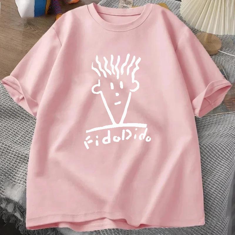Man Black Tshirts Summer T-shirt Fido Dido Face T-Shirt Boys White T Shirts Sweat Shirt Men's Clothing Loose Casual Streetwear