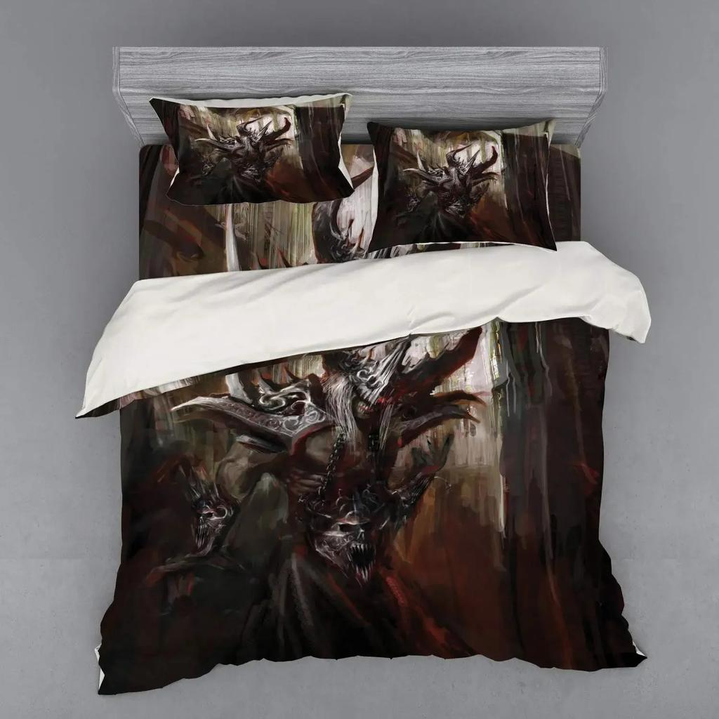 Medieval Duvet Cover Set, Medieval Knight Holding An Aged Old Shield Historical Theme Digital Print Bedding Set
