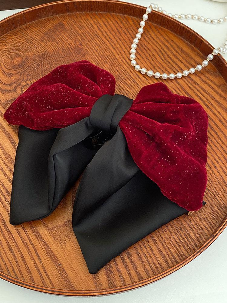 

Элегантные красные бархатные заколки для волос с бантом, винтажные большие держатели для хвоста, заколки для волос, заколки, головной убор для женщин, новинка 2024 года, вечерние аксессуары для волос