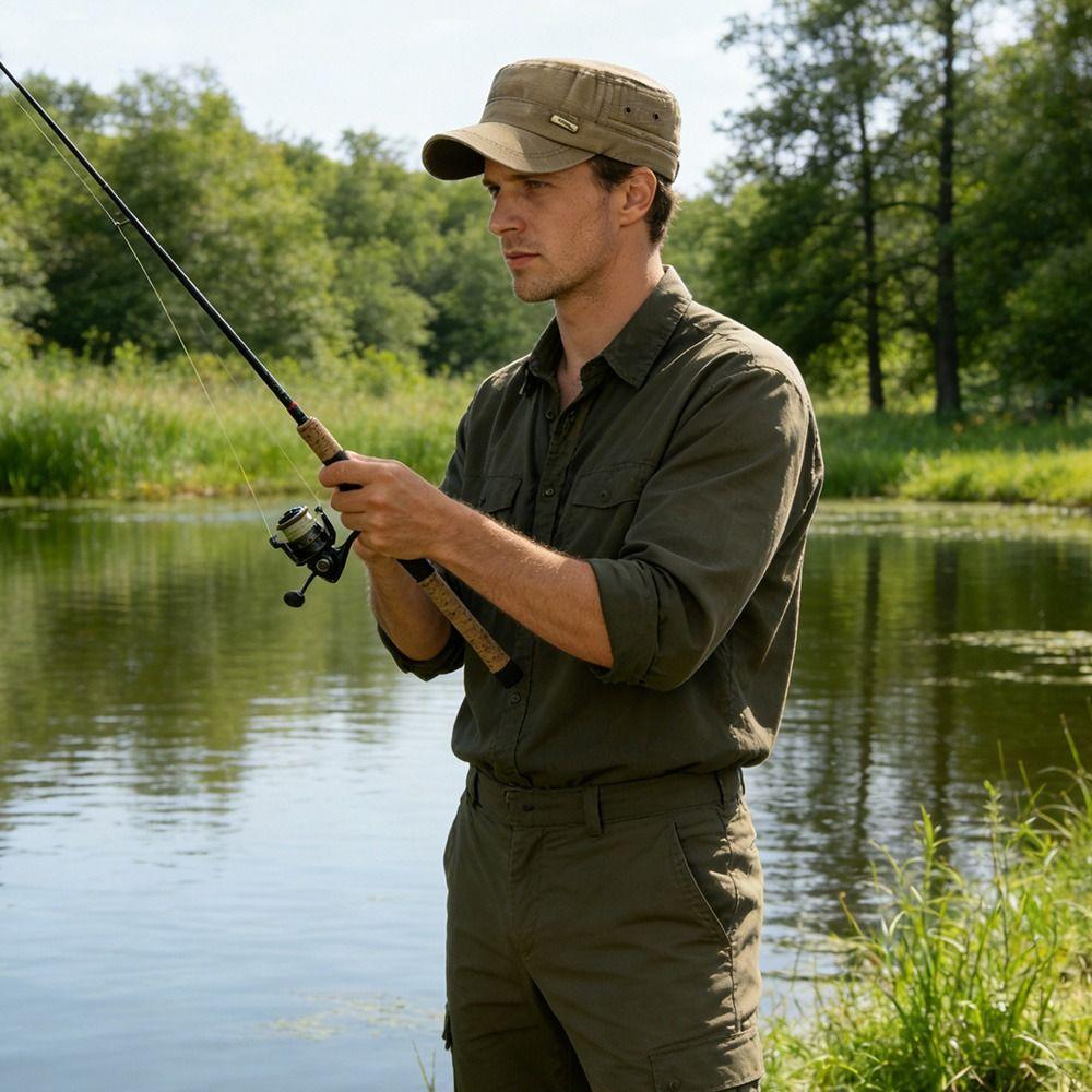 Fashion Anti-UV Fishing Hat Cotton Casual Sun Hat Retro Outdoor Sunscreen Flat Top Hat Men Women Peaked cap Fishing Hat