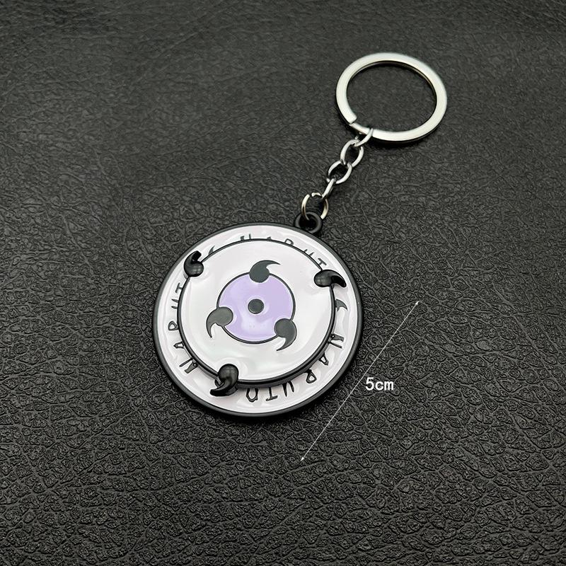 Naruto anime adorable keychain peripheral three magma marleidoscope Sharingan logo rotatable keychain pendant keyring cartoon
