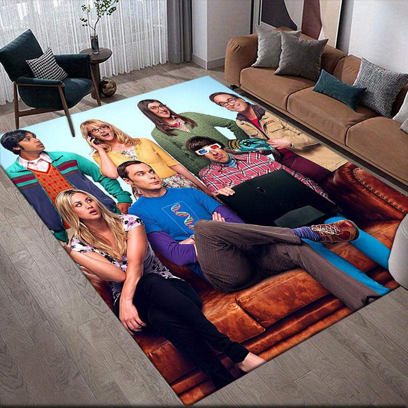 The Big Bang Theory Flannel Printed Carpet, Home Sofa Decoration for Living Room & Bedroom, Non‑Slip Play Flannel Floor Mat for Game Room