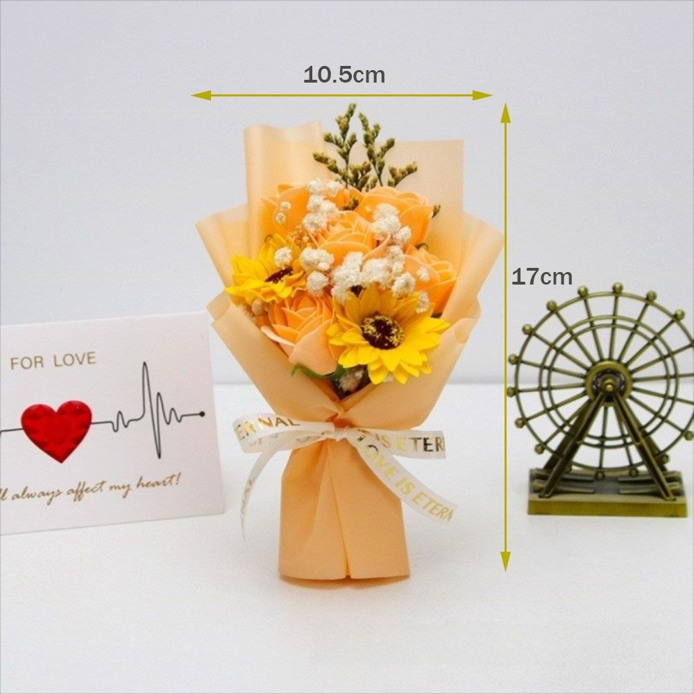 7 Heads Artificial Flower Bouquet Flower Arrangement Realistic Details Soap Flower Bouquet Table Centerpieces Mini Bouquet