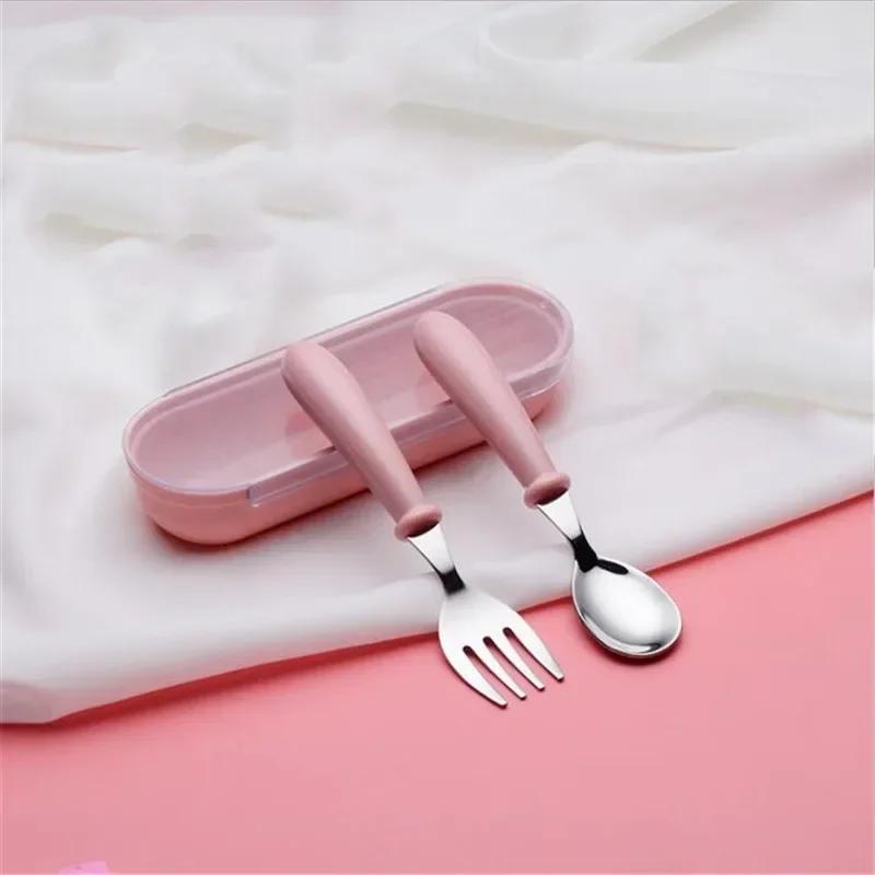 3 Pcs Spoon and Fork Case Cartoon Portable Table Utensils Round Handle Spoon and Fork Case
