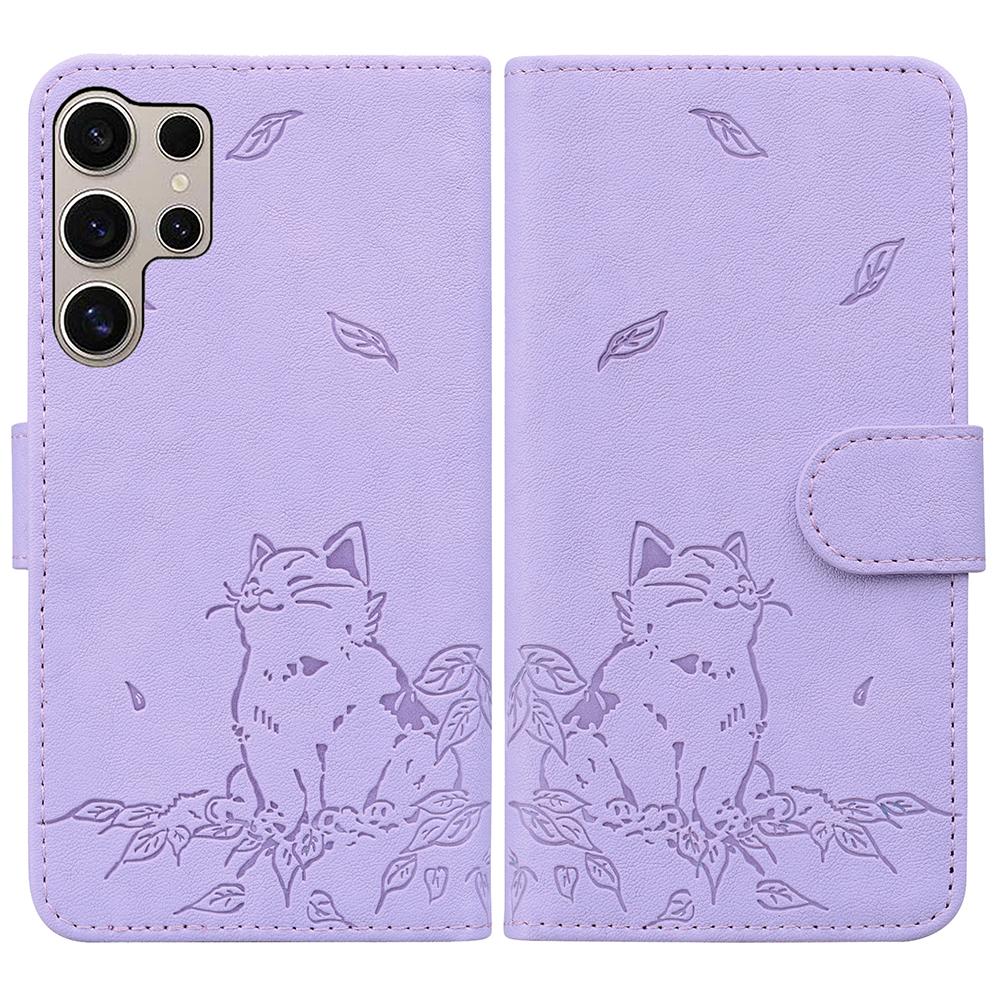 

For Samsung Galaxy S25 Ultra Case Wallet Cat Pattern Imprinted Leather Phone Cover D