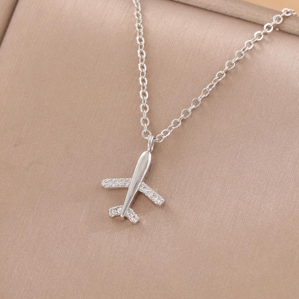 Fashion Exquisite Airplane 925 Sterling Silver Plane Clavicle Chain Necklaces