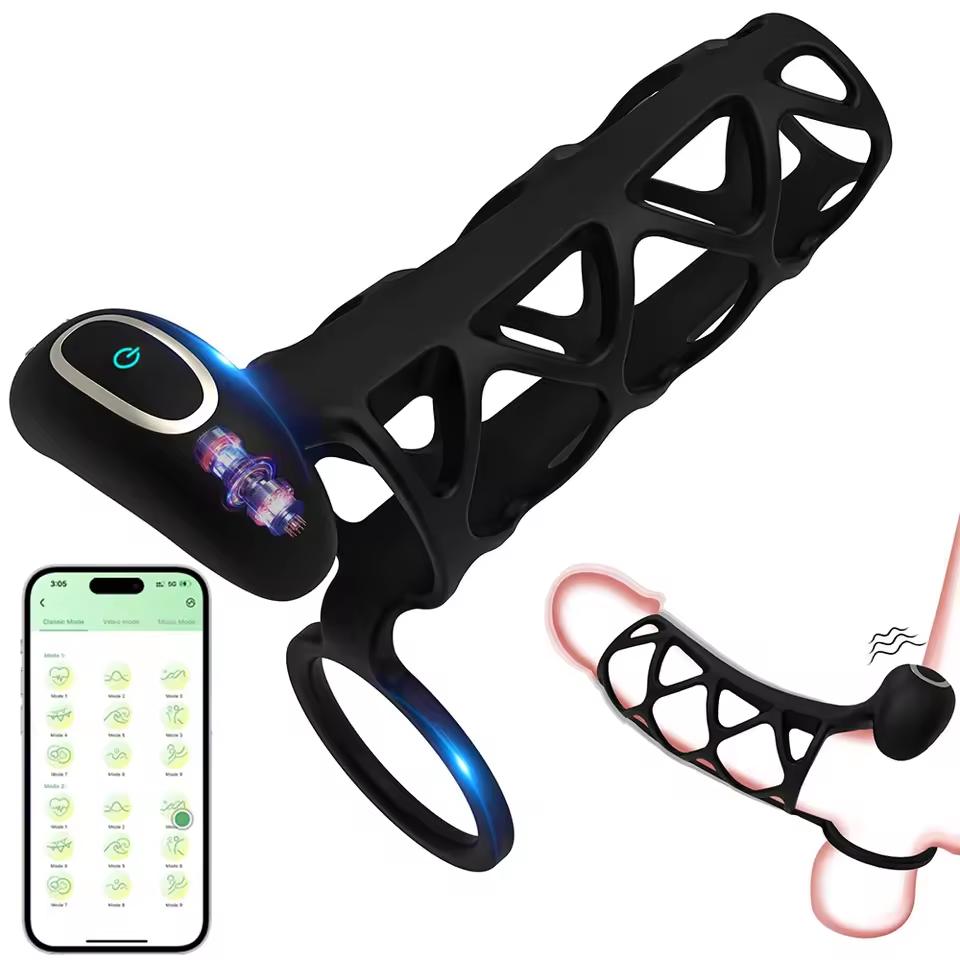 Vibrating Penis Ring Silicone Cock Cage Testicle Ring Ejaculation Delay Erection Cock Rings Sex Toys for Adults Sex Products
