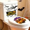 2 stk. Toiletklistermærker, Halloween 3D Græskar & Flagermus Klistermærke, Vandtæt Badeværelsesdekoration, Aftagelig Toiletbræt Dækken Kunst, Klisterfri Væggeflise