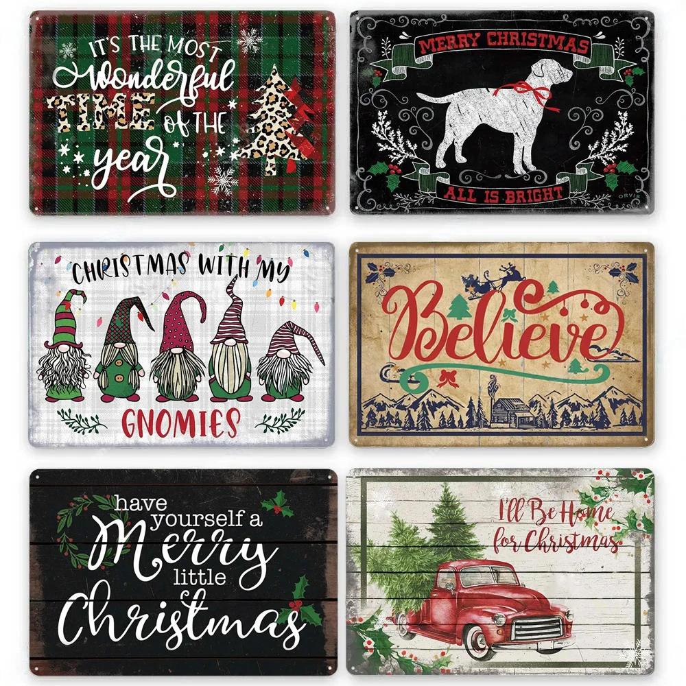 Vintage Tin Signs Merry Christmas Posters Decor Plaque Metal Plate Garden Wall Art Room Decoration New Years Gift